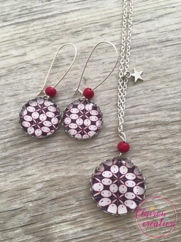 Parure boucles et sautoir accordé