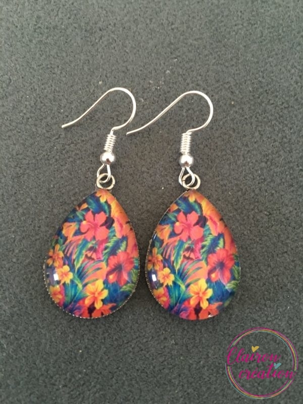 Boucles goutte motif Tropical coloré