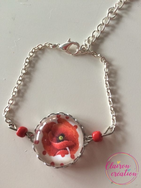 Bracelet motif Coquelicot