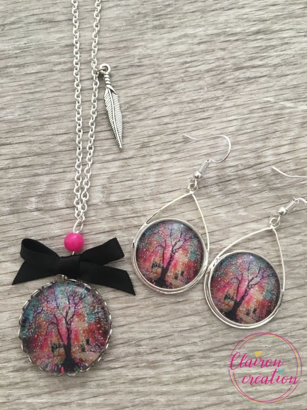 Parure Arbre Magique rose / noir