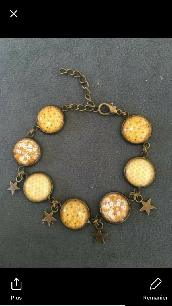 Bracelet multi-médaillons tons moutarde