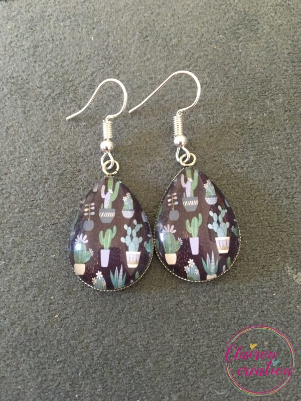 Boucles goutte Cactus sombre