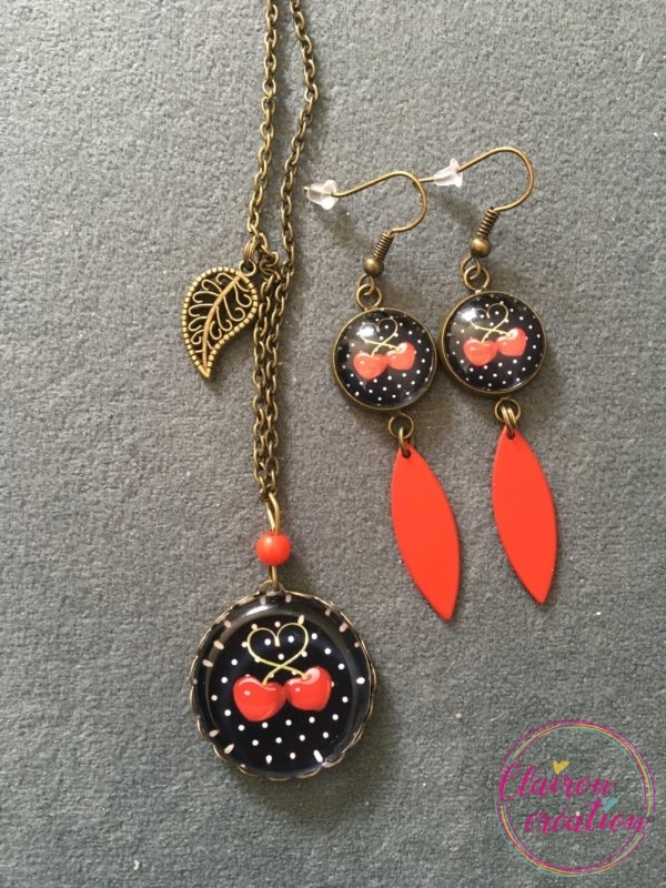 Sautoir et boucles Cerise