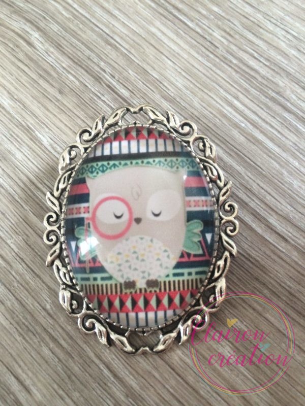 Broche vintage Chouette à lunettes