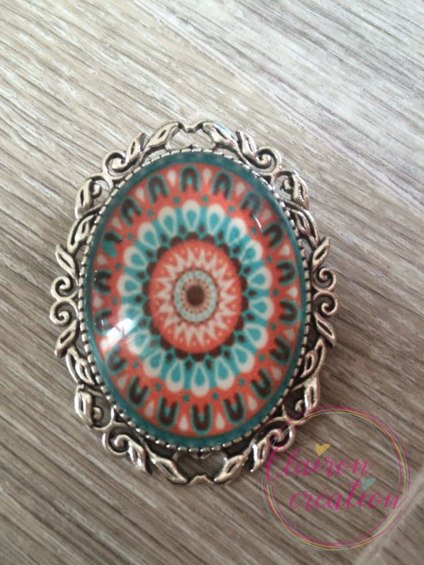Broche vintage mandala bleu