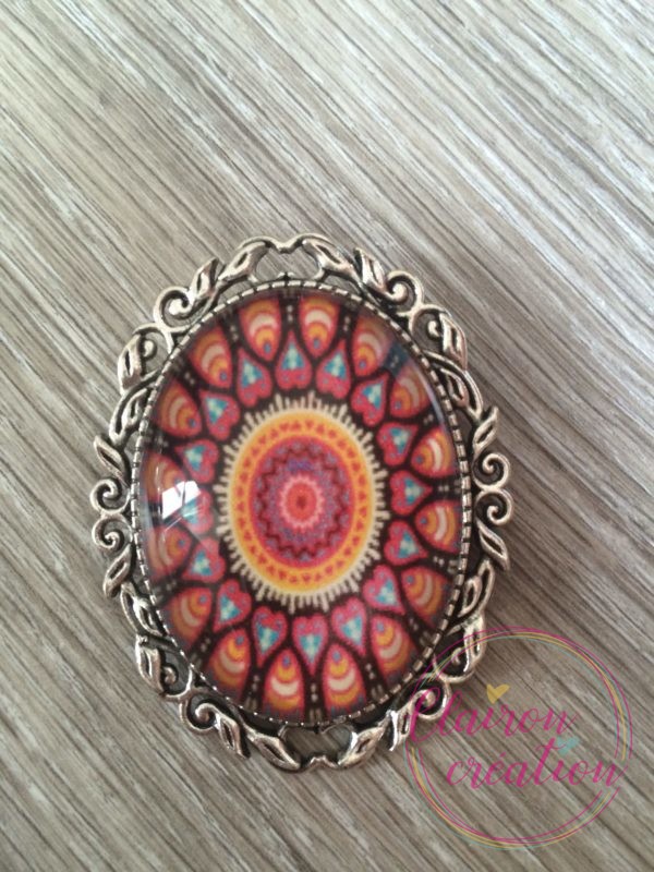 Broche vintage Mandala Orange