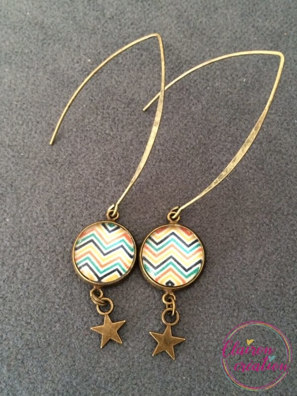 Boucles hameçon zig zag pastel