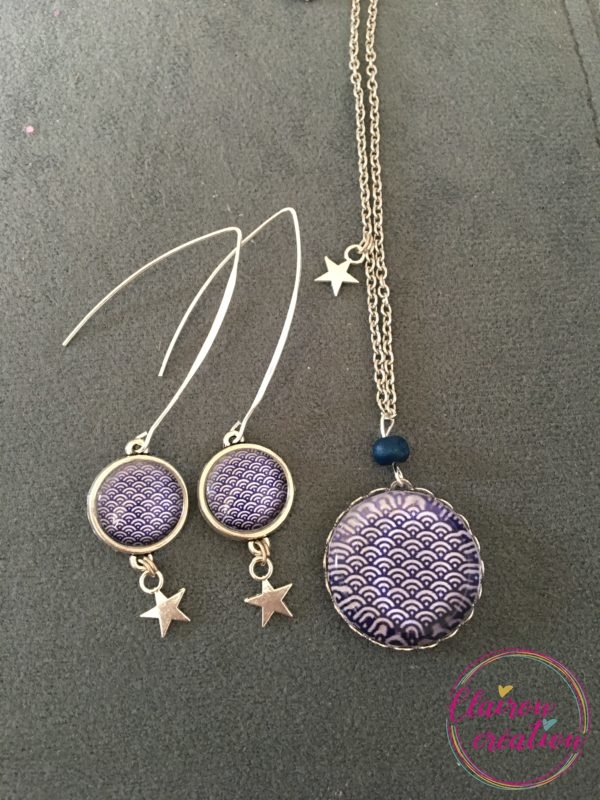 Parure vaguelettes bleu marine