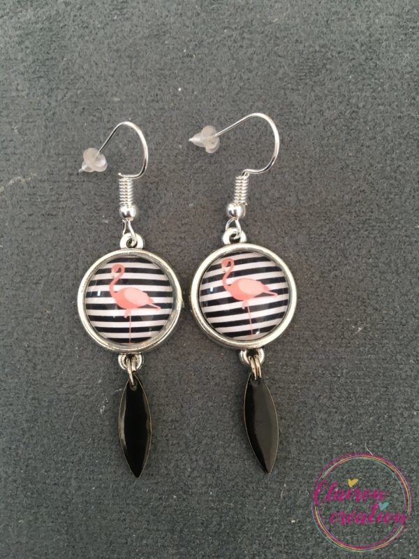 Boucles Pendantes Flamant Rose