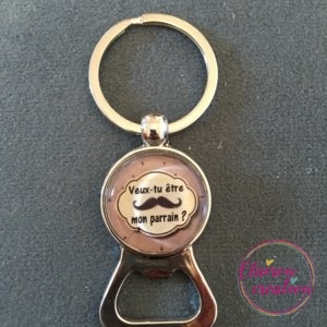 Porte clé cabochon Veux tu être mon parrain