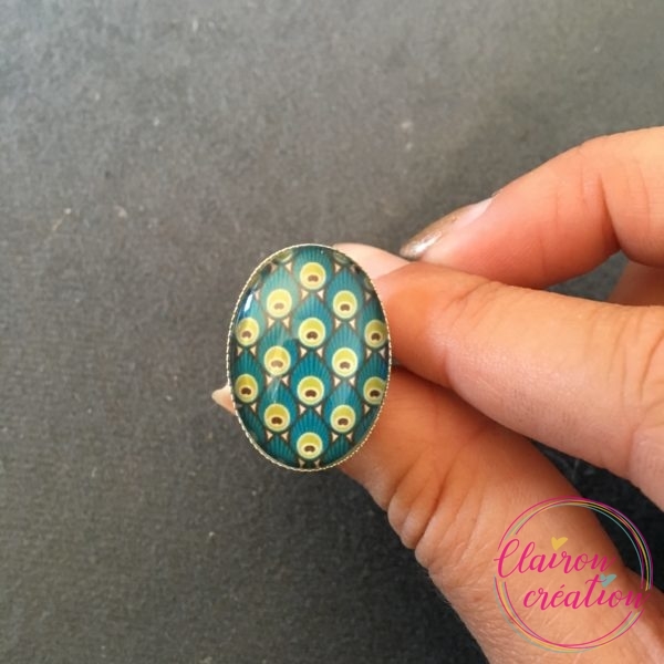 Bague personnalisable plume de Paon