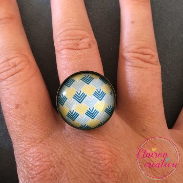Bague triangle Jaune / Bleu
