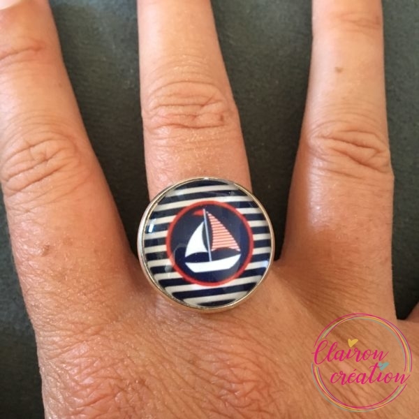 Bague voilier sur marinière