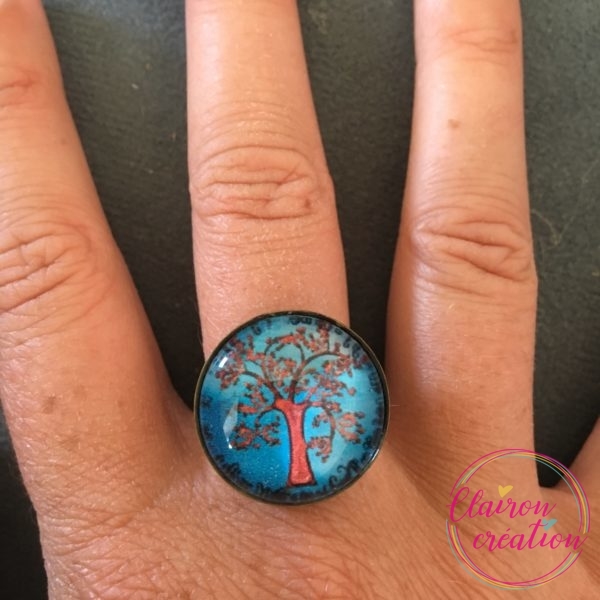 Bague Arbre Magique Bleu et rouge