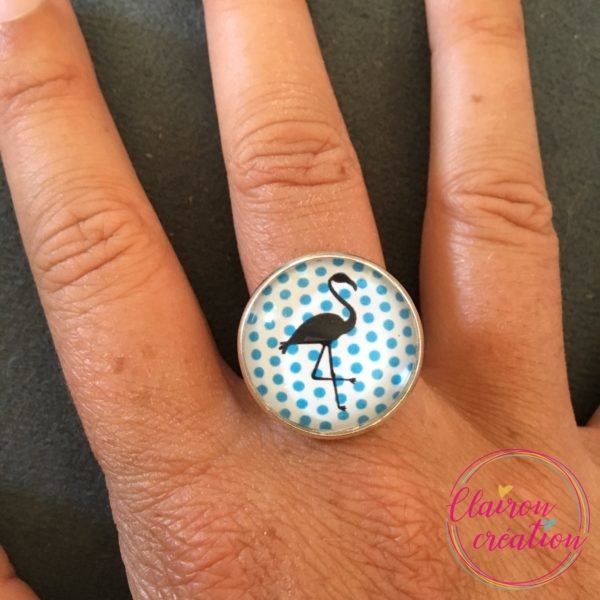 Bague Flamand Rose Pois bleus
