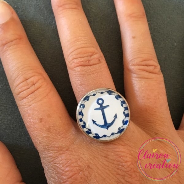 Bague Ancre Marine bleue