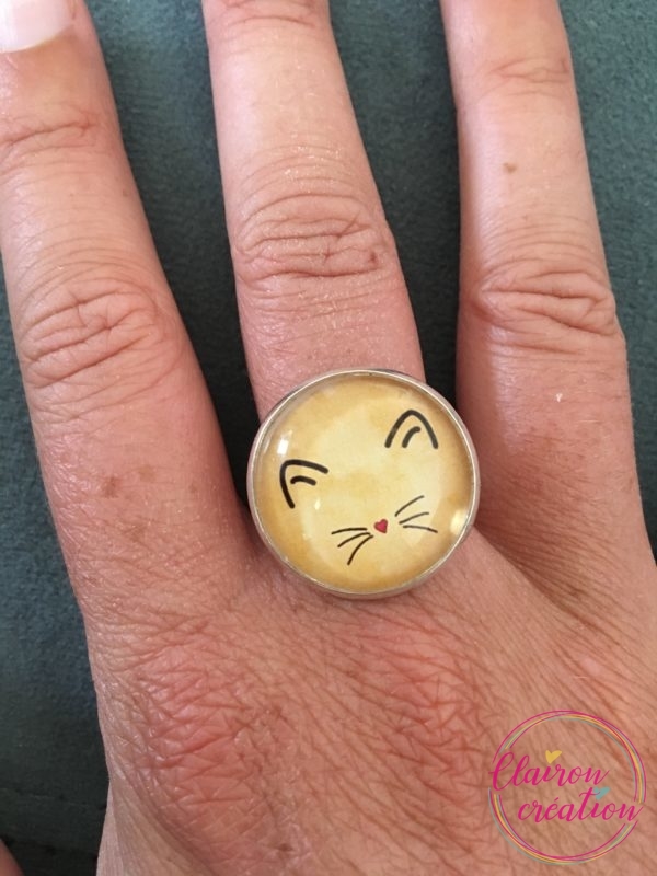 Bague Tête de chat moutarde