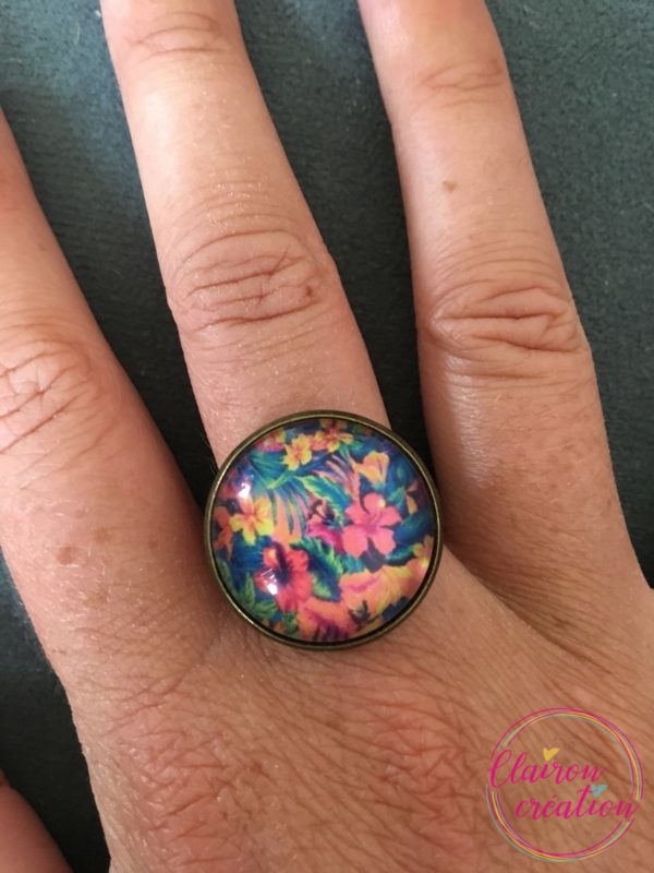 Bague Motif tropical coloré