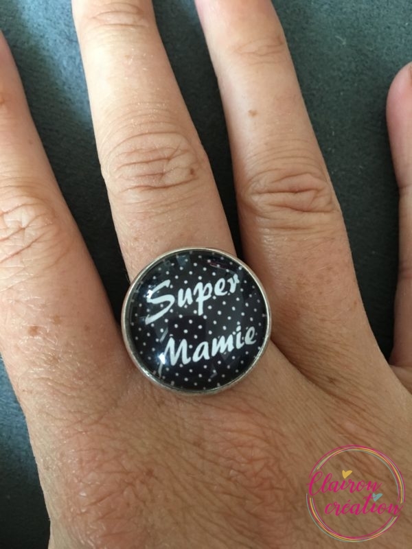 Bague Super Mamie Pois noirs et blancs