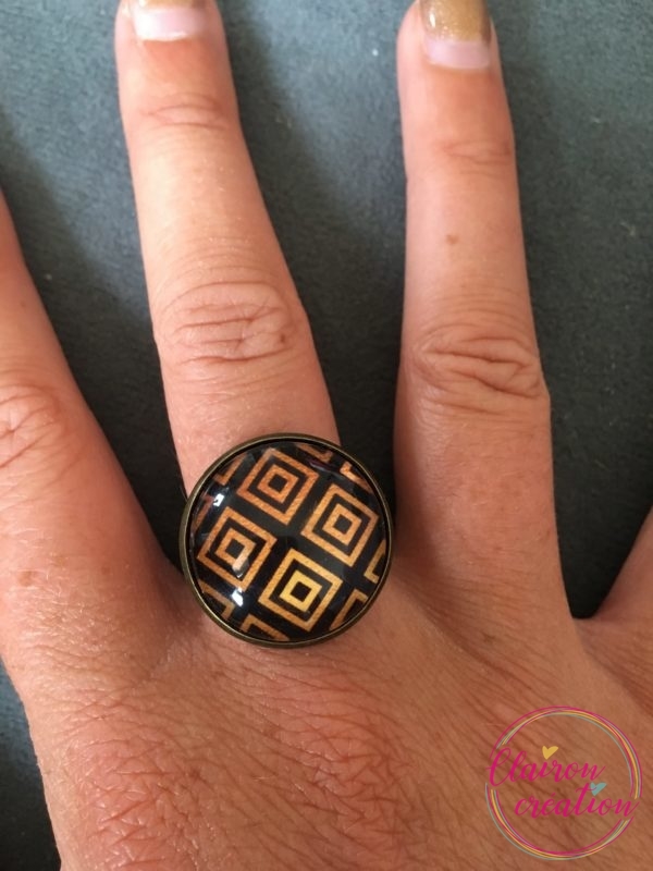 Bague Losanges Noir et Or