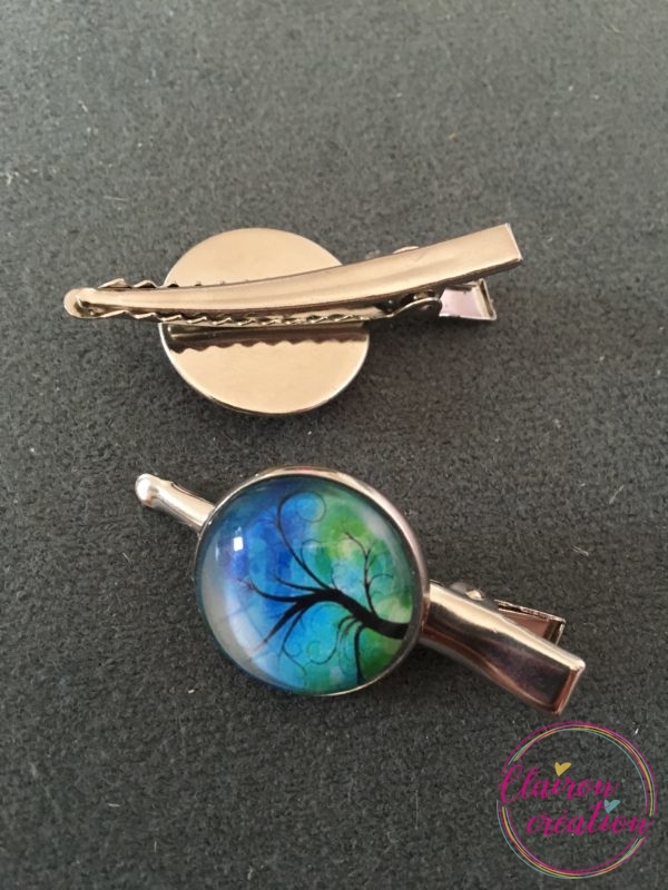 Barrette Arbre Magique vert bleu