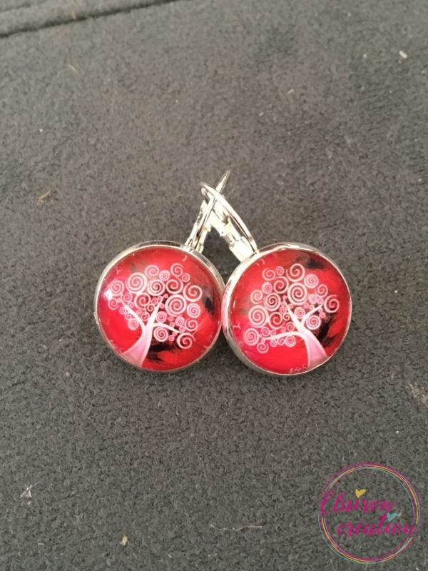 Boucles dormeuse motif Arbre Magique Rose