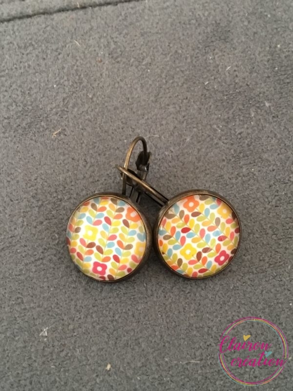 Boucles dormeuse motif coloré rétro