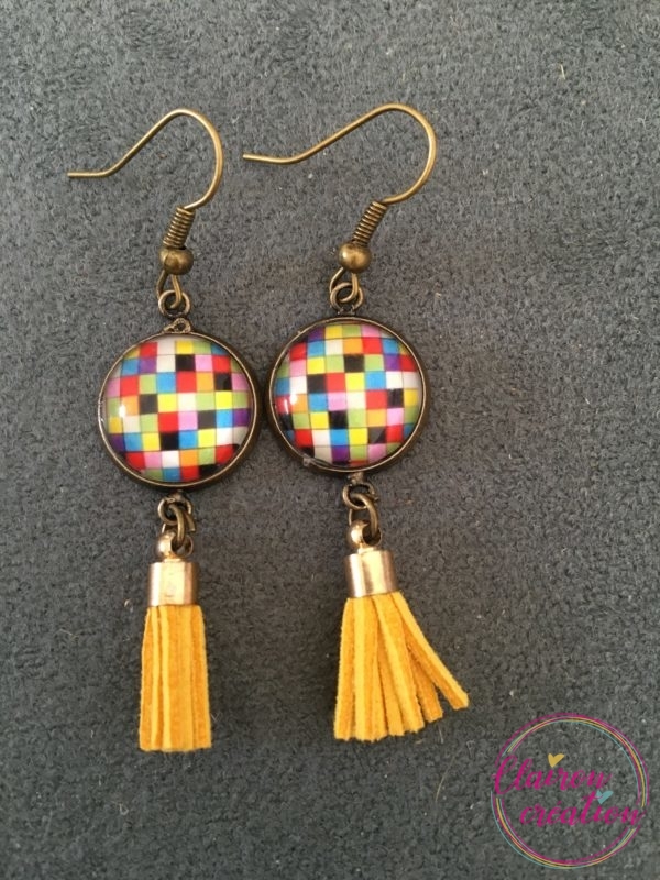 Boucles pompon Arlequin