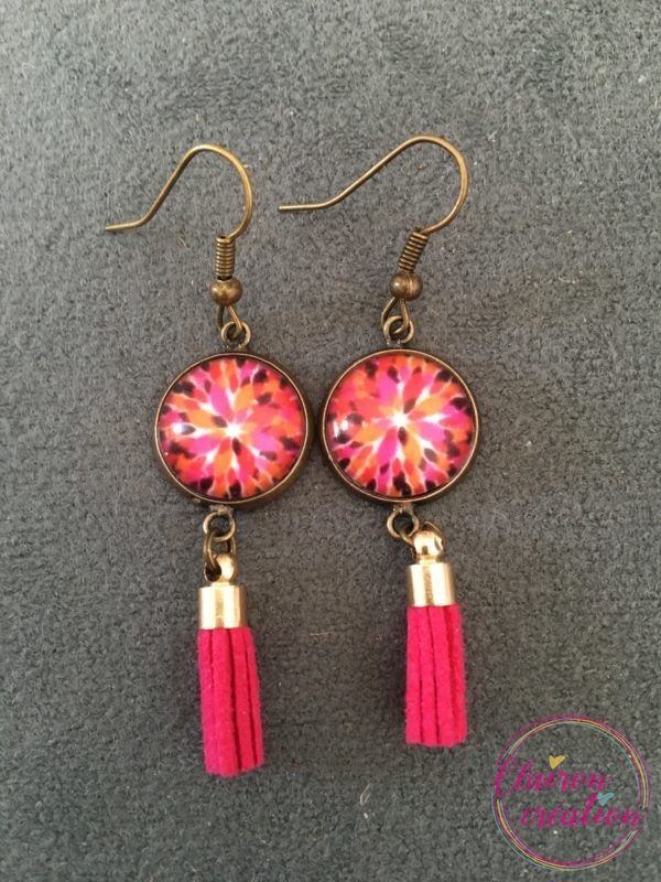 Boucles pompon pétales colorées