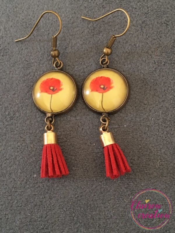 Boucles pompon Coquelicots