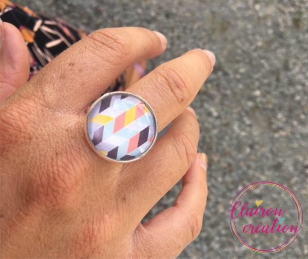 Bague Motif rayures pastels