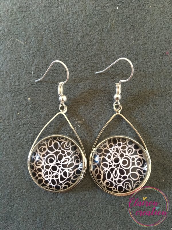 Boucles triangle Méli Mélo noir et blanc