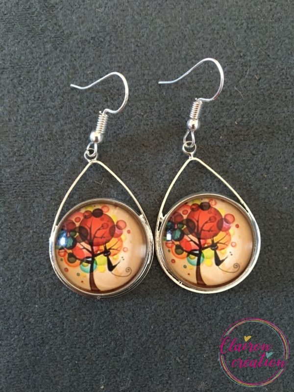 Boucles triangle Arbre Magique et petit chat
