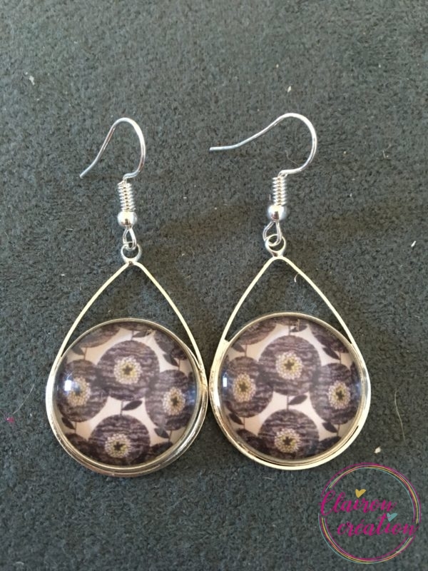 Boucles triangle Grosses fleurs abstraites