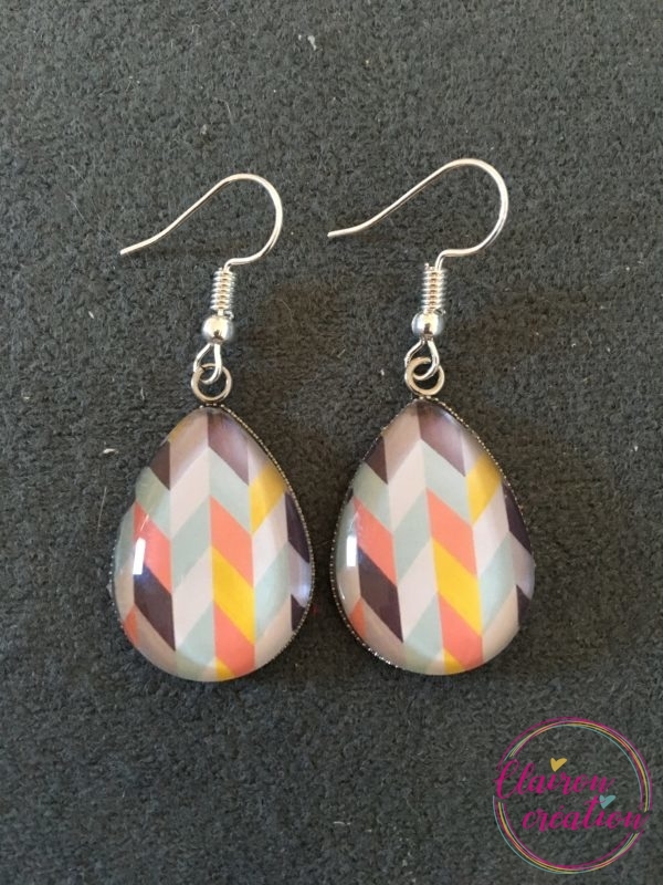 Boucles format goutte motif rayures pastels