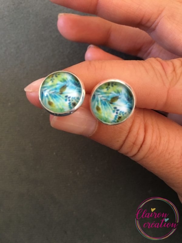Puces d'oreilles motif Jungle TRopical