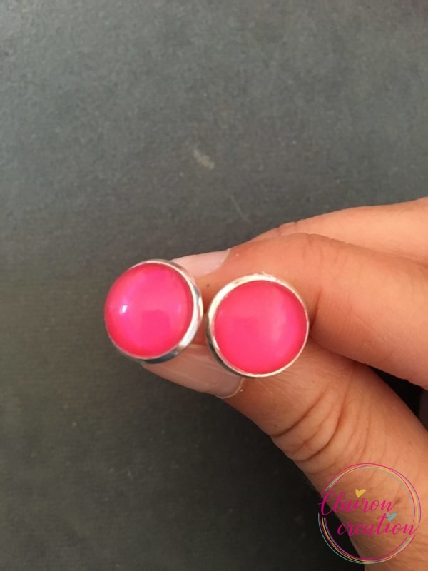 Puces d'oreilles motif Rose Uni