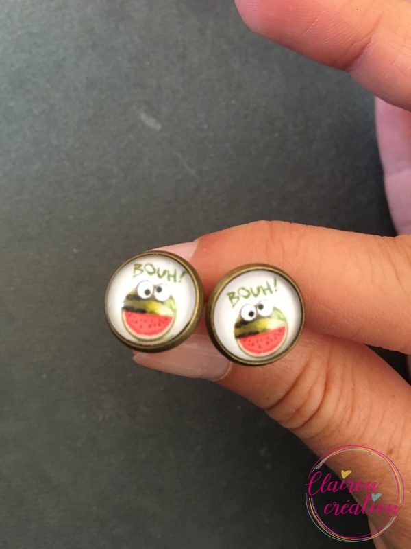 Puces d'oreilles motif Pastèque
