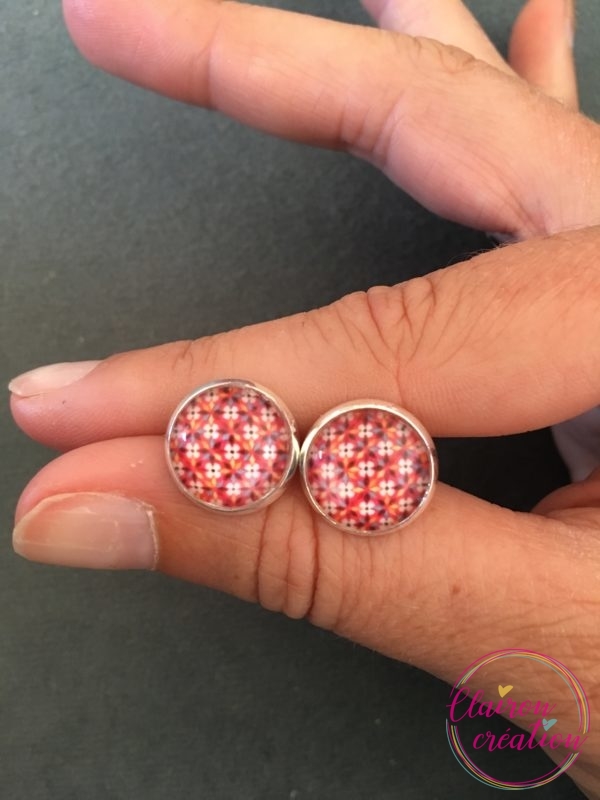 Puces d'oreilles Motif fleuri orange