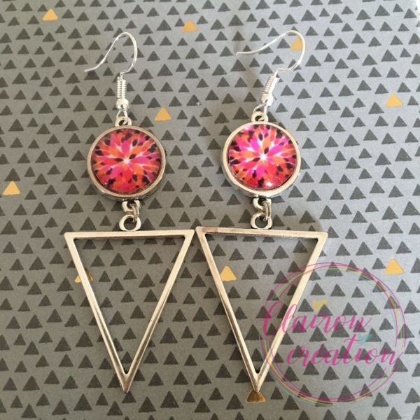 Boucles pendantes zoom rose