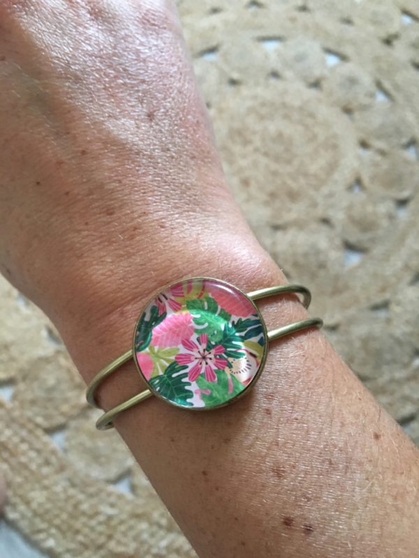 Manchette jungle tropical vert rose