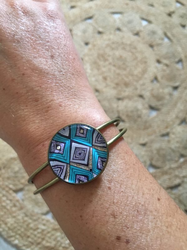 Manchette Losange Or et Turquoise