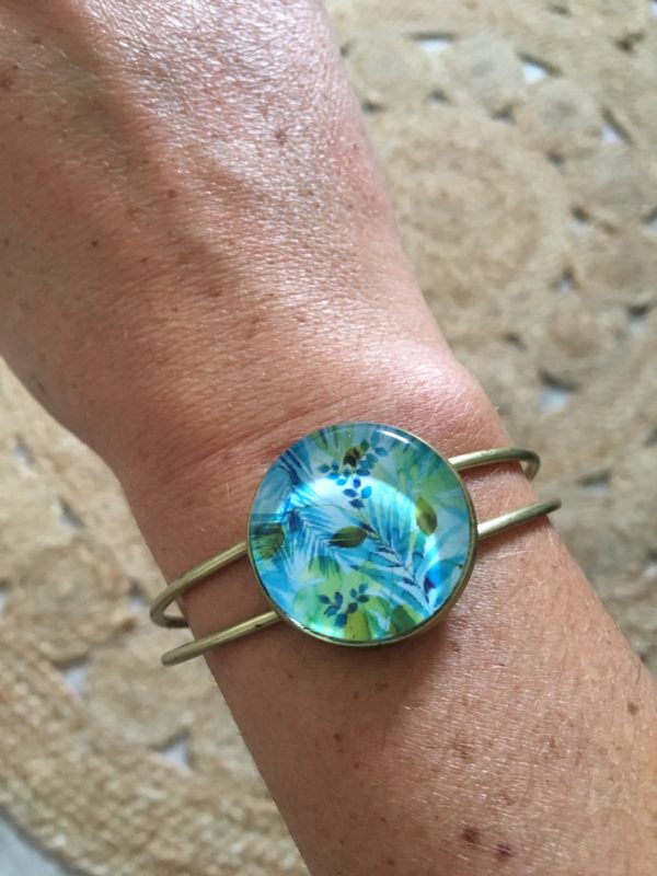 Manchette jungle tropical vert bleu