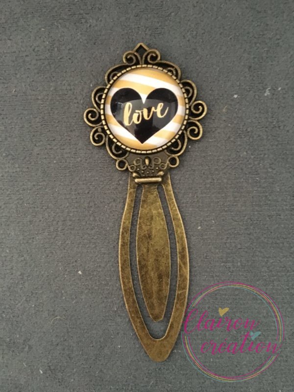 Marque Page Love Noir et Or
