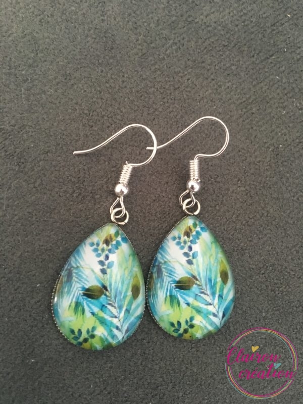 Boucles goutte motif Jungle Tropical