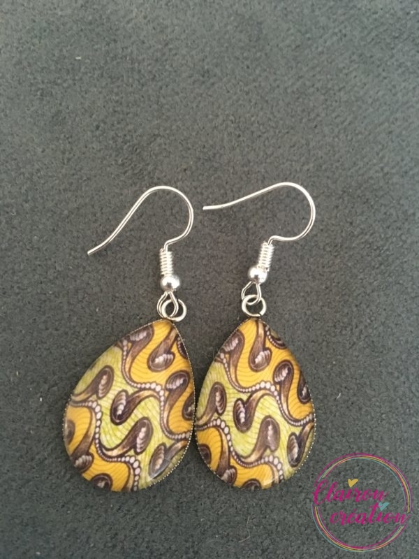 Boucles motif Wax Jaune