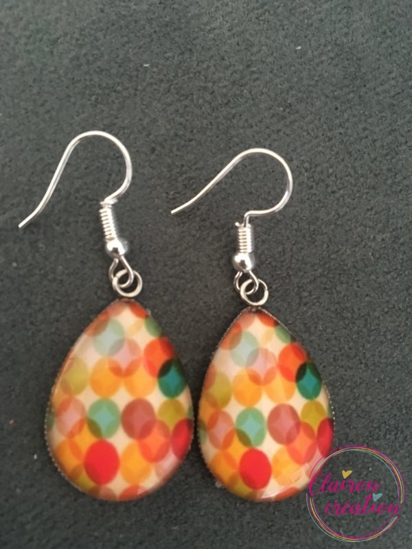 Boucles goutte rétro cercles colorés