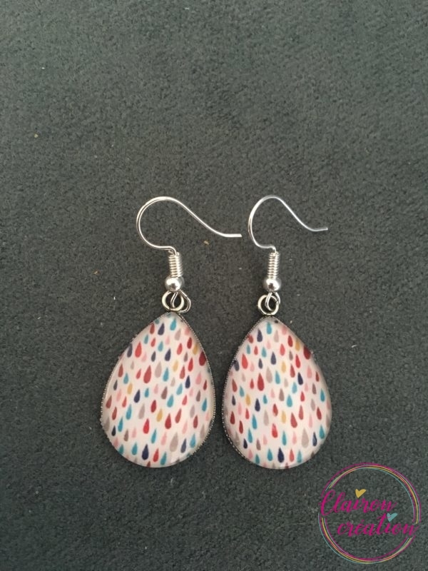 Boucles motif gouttes de pluie colorés