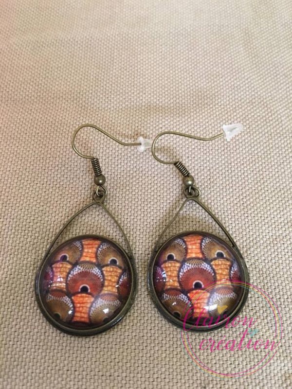 Boucles triangle tissu wax marron
