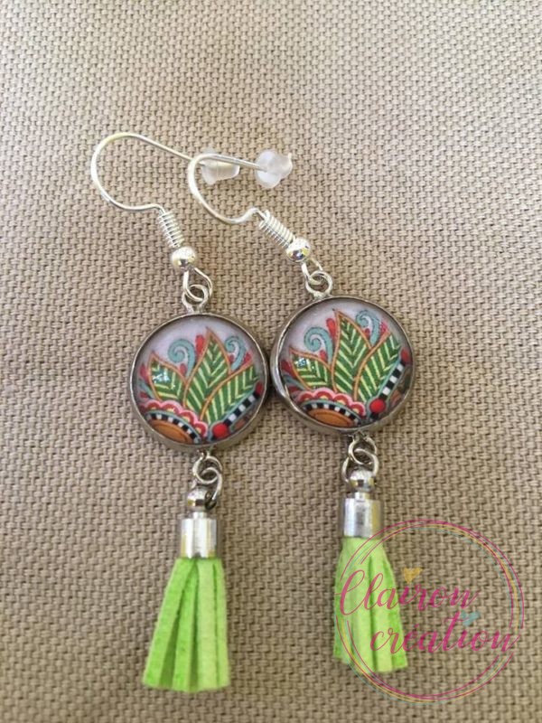 Boucles pompon motif incas